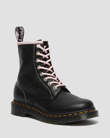 Black / Pink Women's Dr Martens 1460 Contrast Leather Lace Up Boots | CA 153HAP